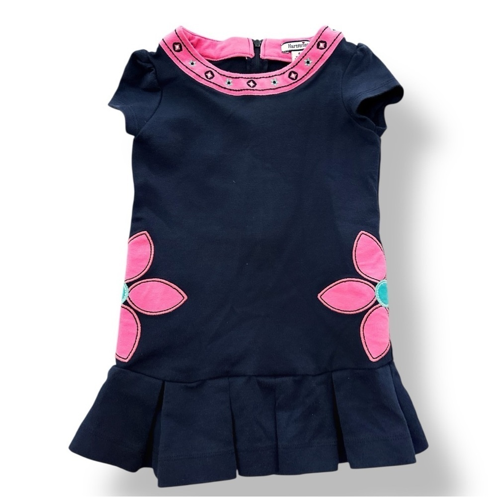 Hartstrings | Drop Waist Flower Appliqué Dress (4T) 🌸